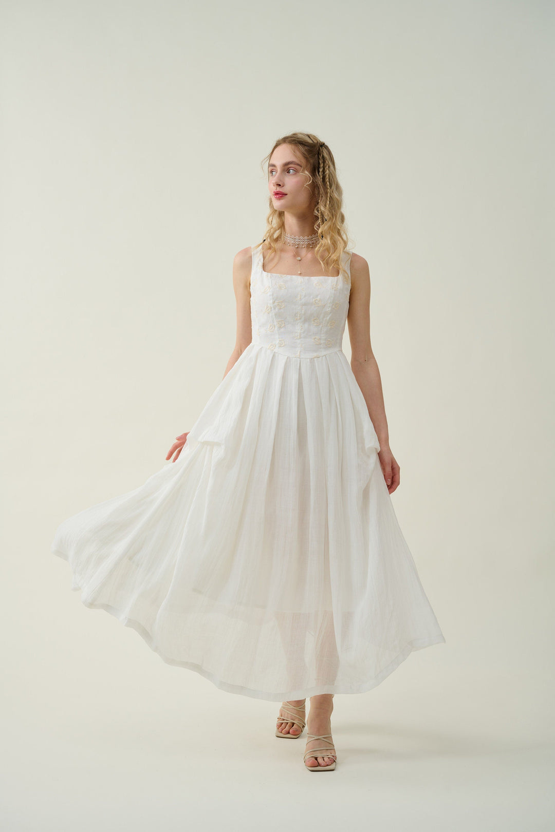 ethel 17 | Embroidered Linen dress