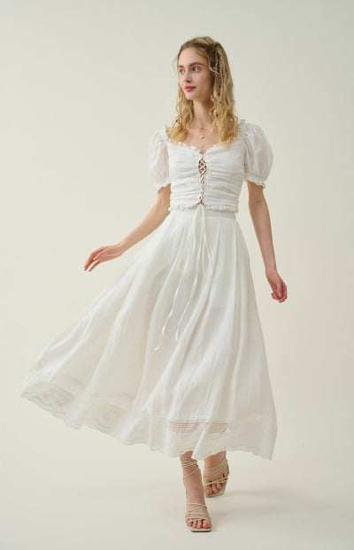 Nellie 21 | Linen skirt with Lace