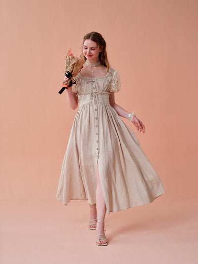 Doratha 18 | linen corset dress with lace