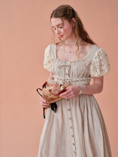 Doratha 18 | linen corset dress with lace