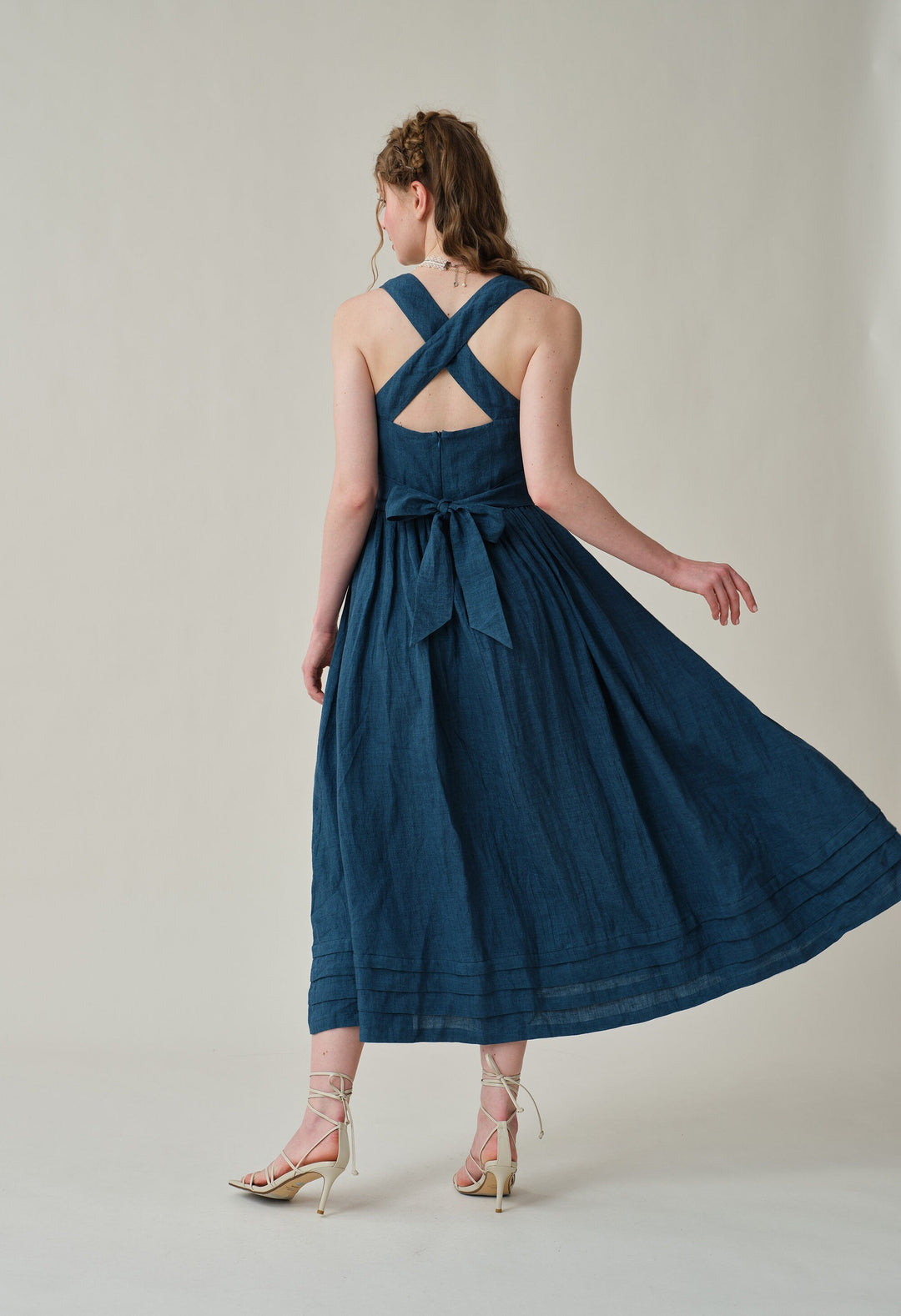 Vetiver 23 | cross back linen dress Purple / XS Vetiver 23 | cross back linen dress Purple / XS