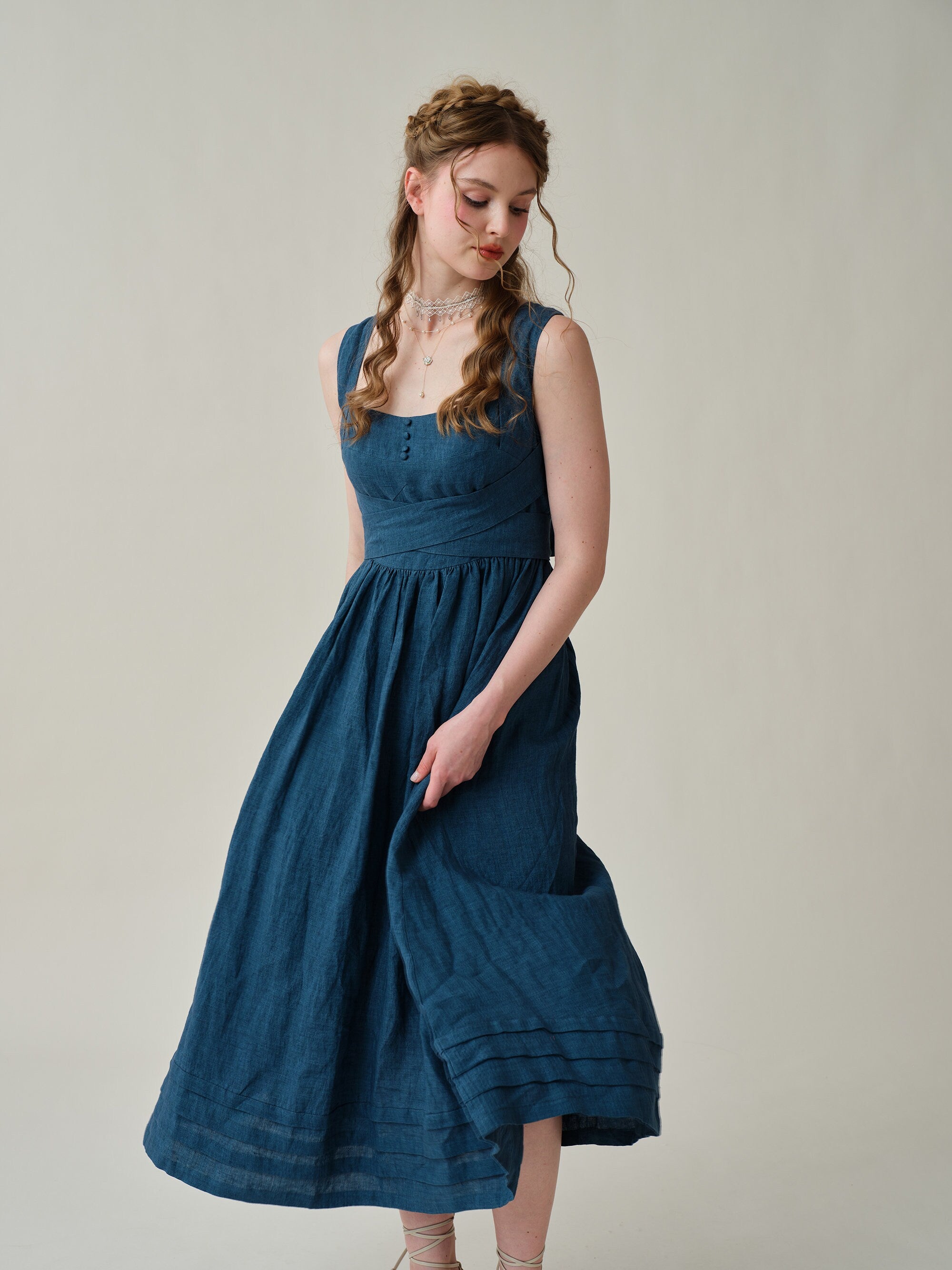 Vetiver 23 | cross back linen dress – Linennaive