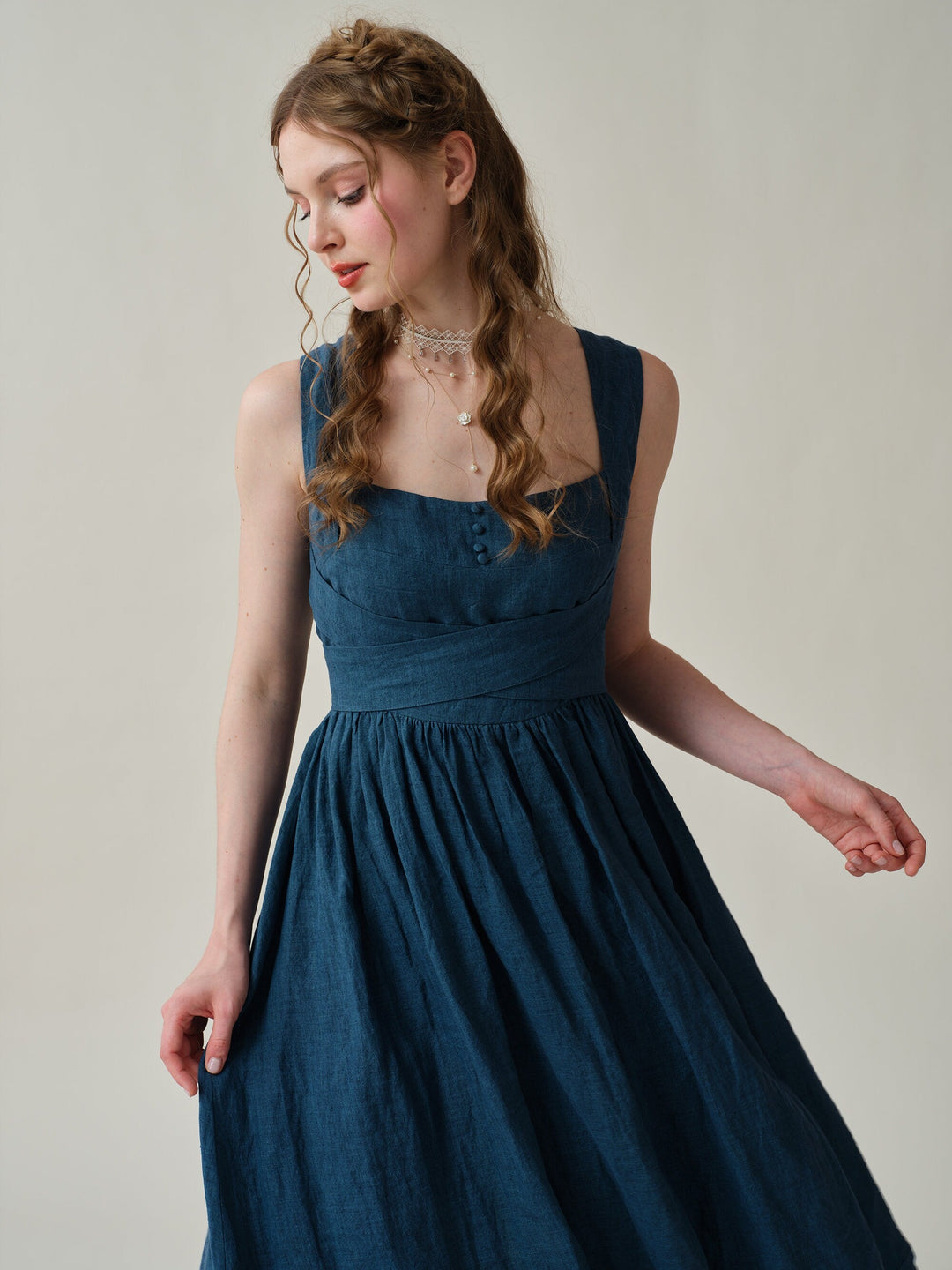 cross back linen dress Cross back linen dress Paula
