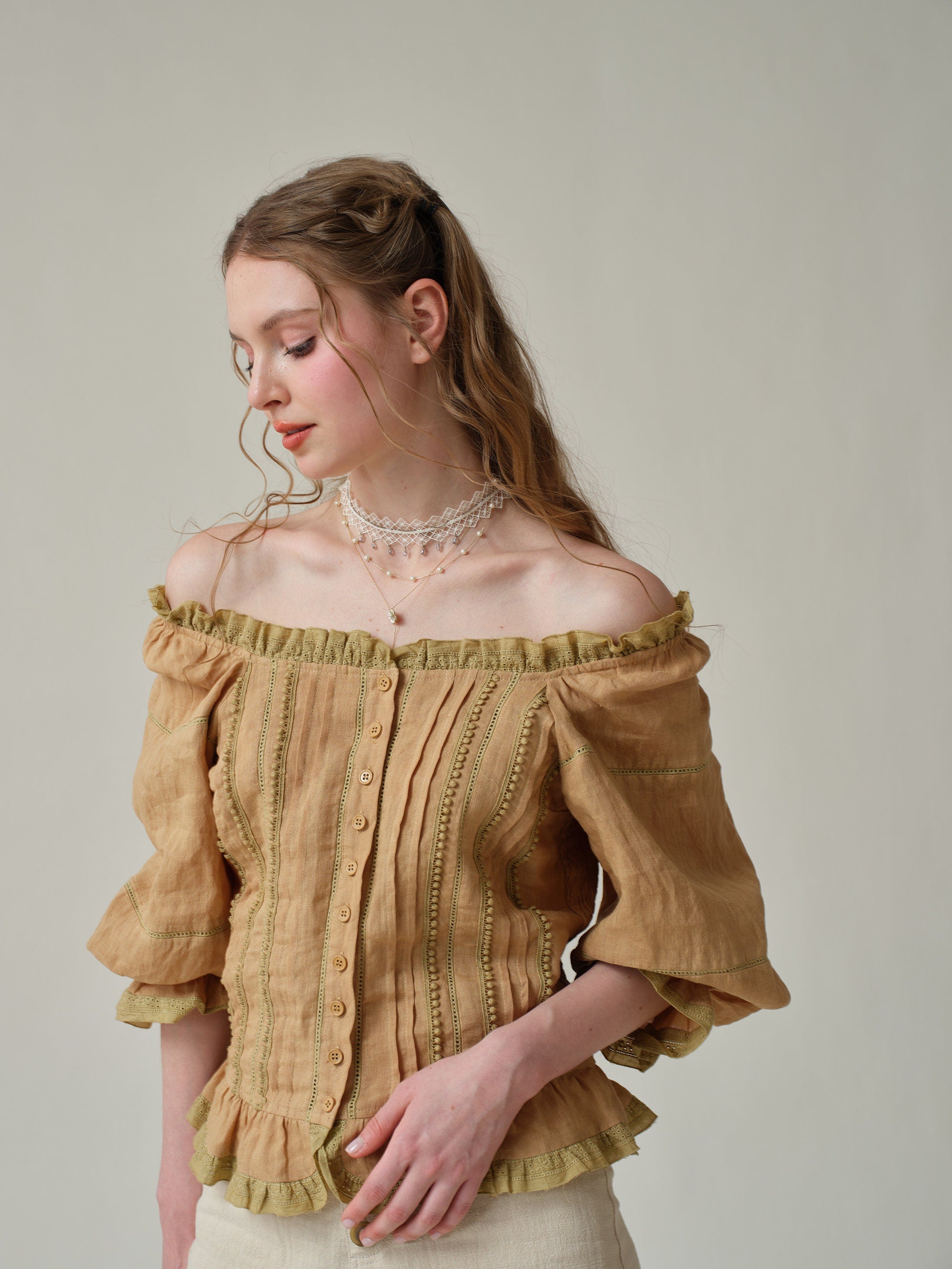 Martha 21 | Handmade lace linen blouse – Linennaive