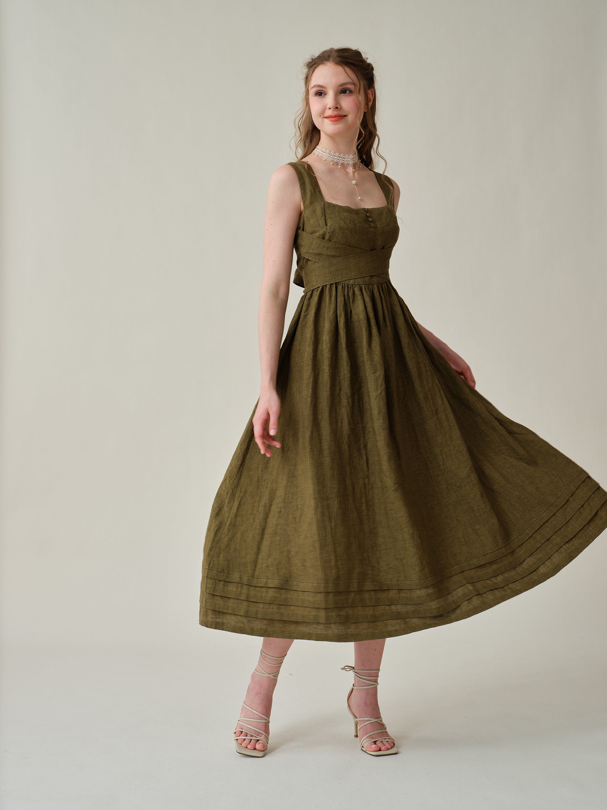 Vetiver 23 | cross back linen dress – Linennaive