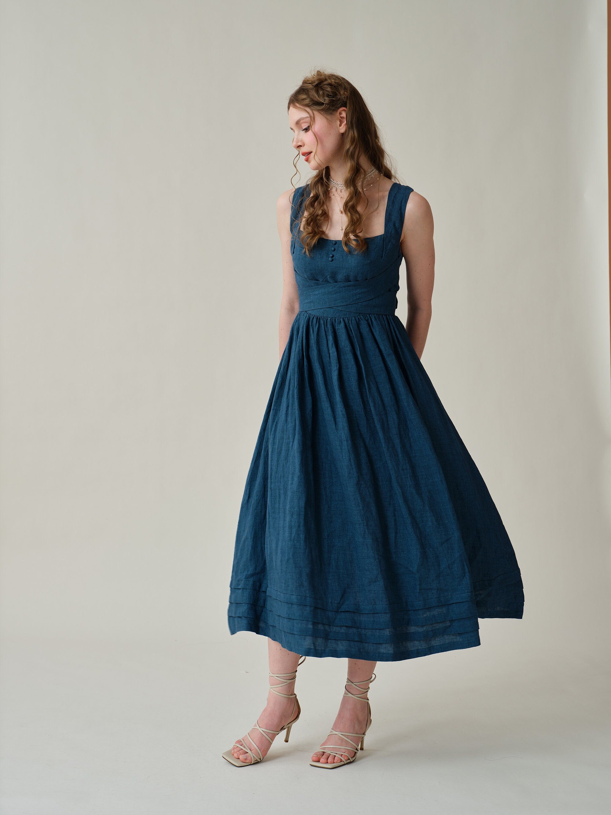 Vetiver 23 | cross back linen dress – Linennaive