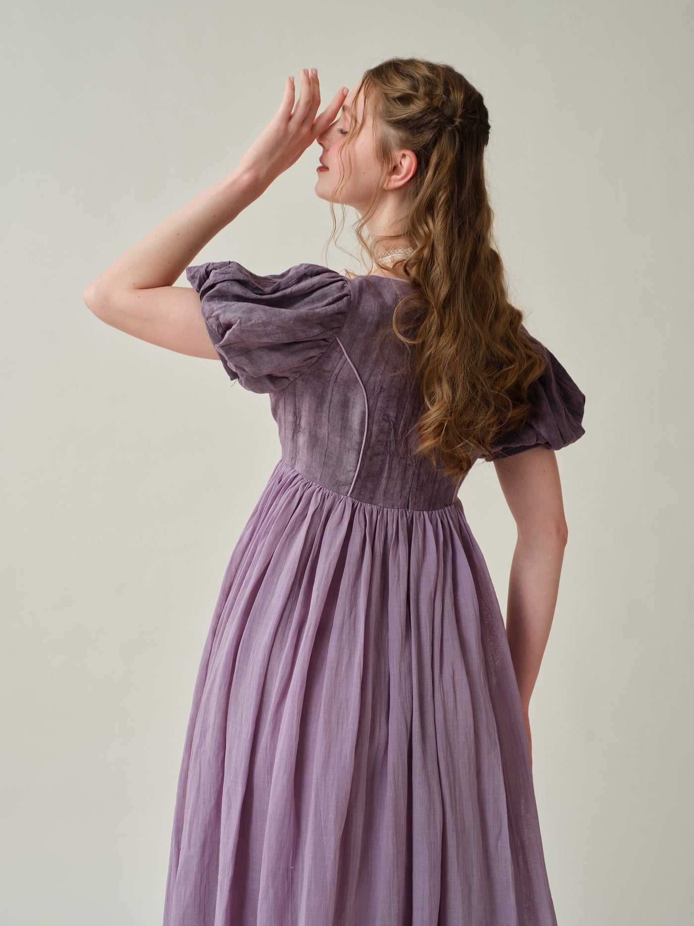 Ellena 33 | tie-dyed regency linen dress