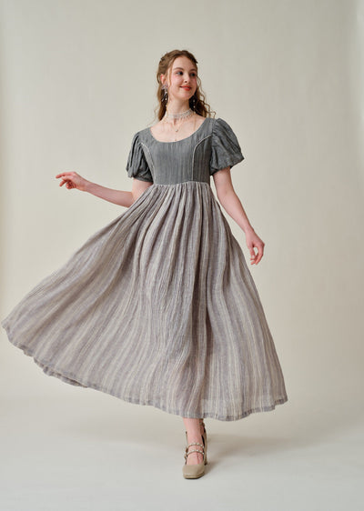 Ellena 33 | tie-dyed regency linen dress