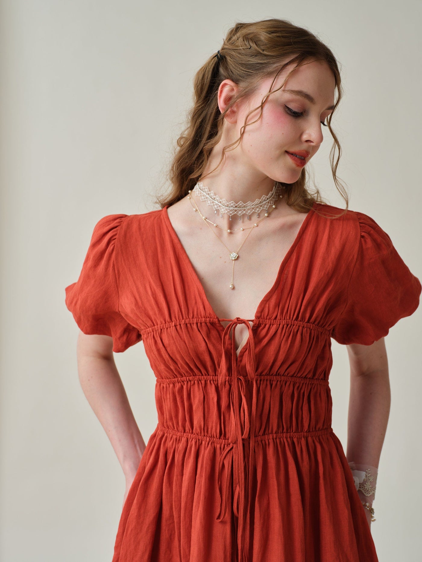 Santal 27| lace up linen dress