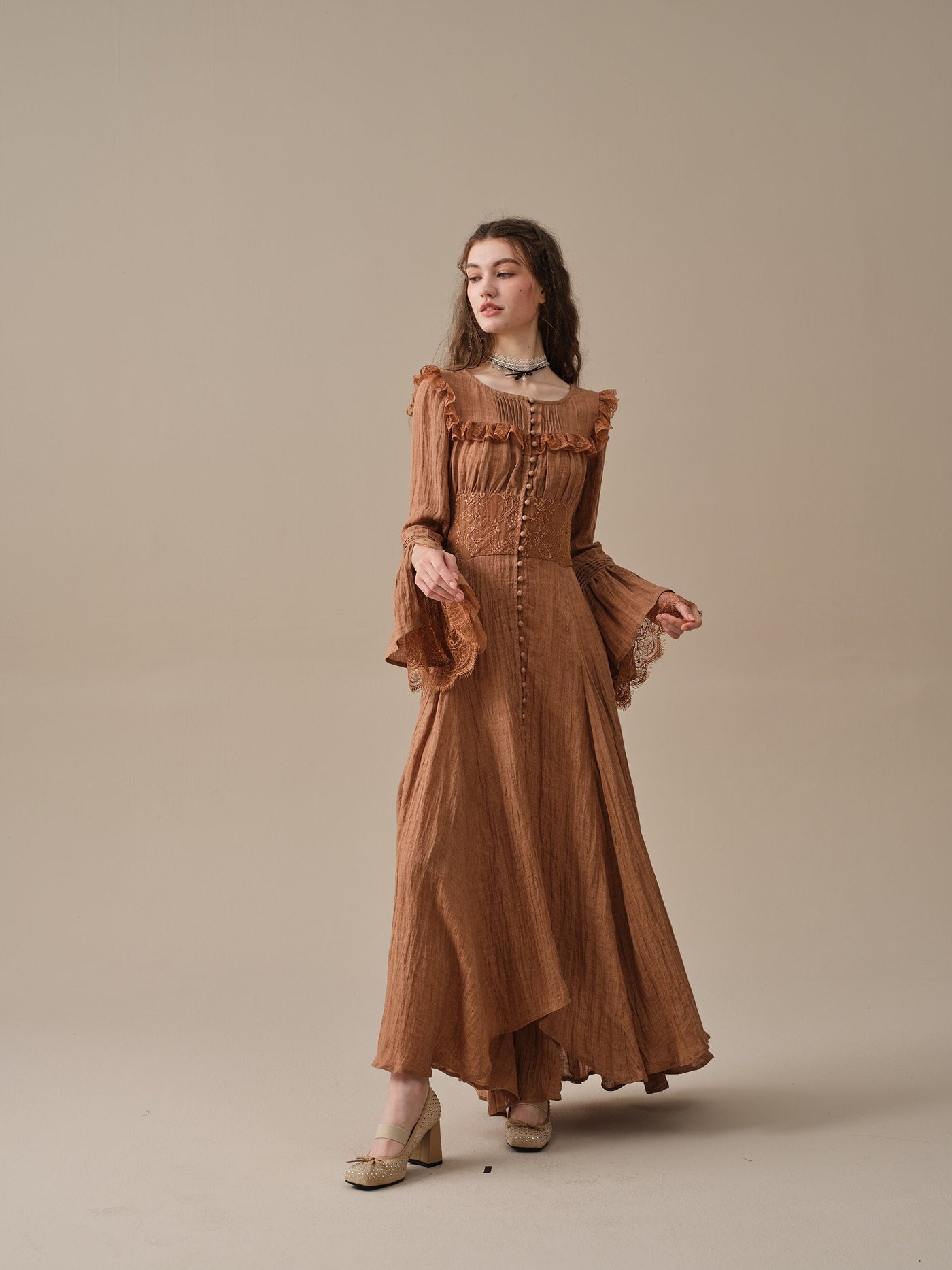Rossel 13 | Lace/Linen evening dress