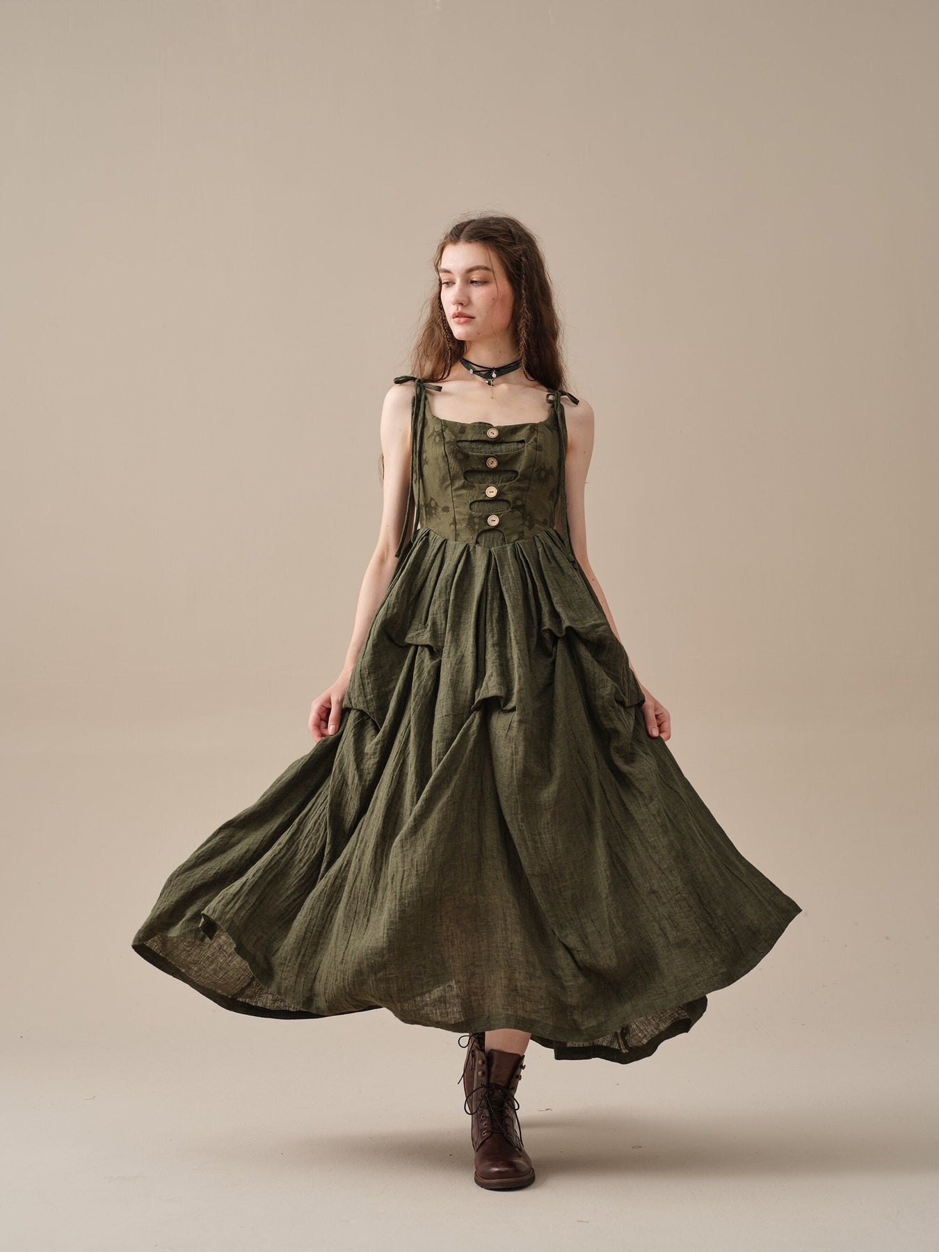 Luanni 17 | Corset Layered Linen Dress – Linennaive