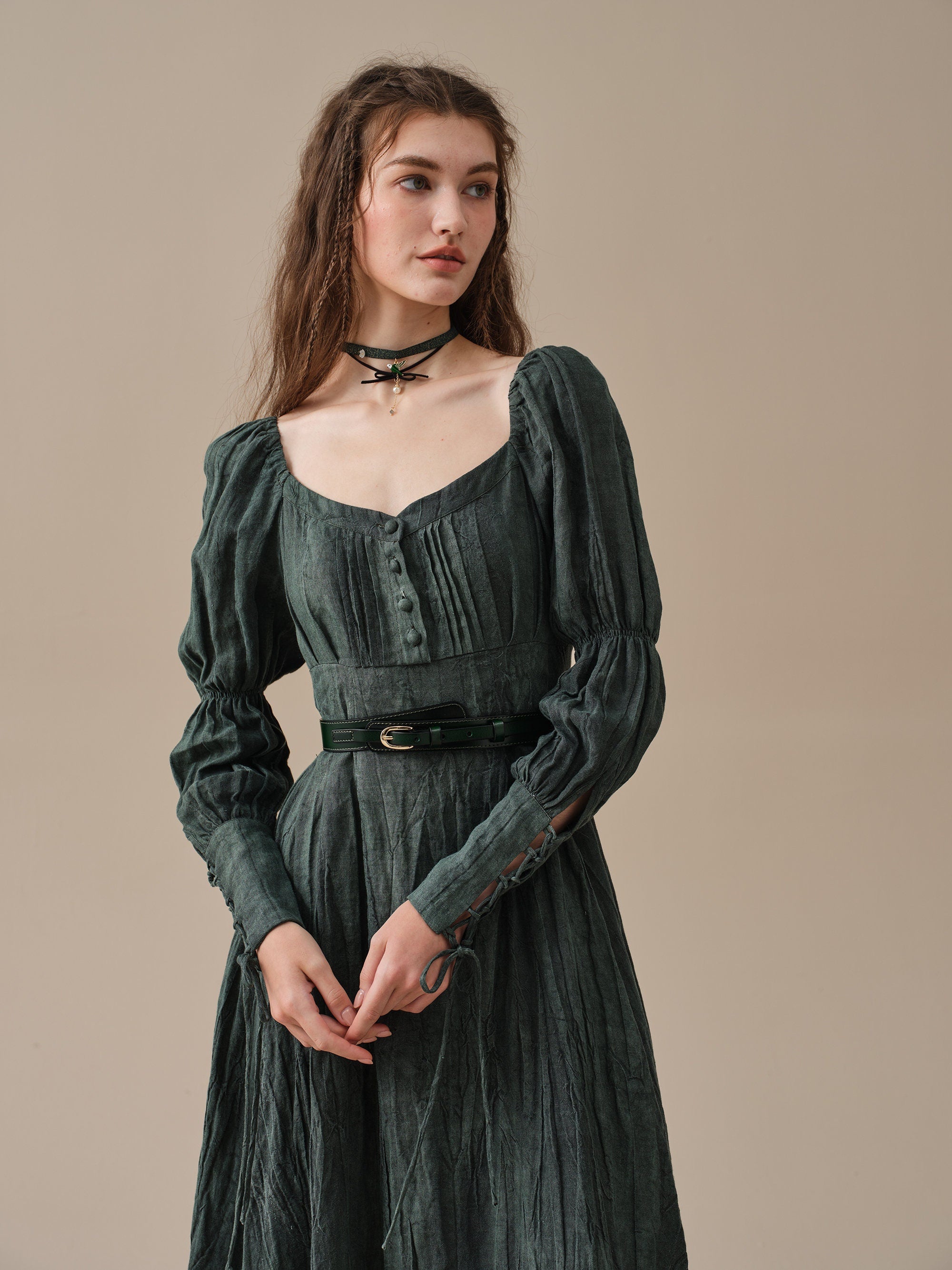 PHOENIX 24 | REGENCY LACE-UP LINEN DRESS – Linennaive