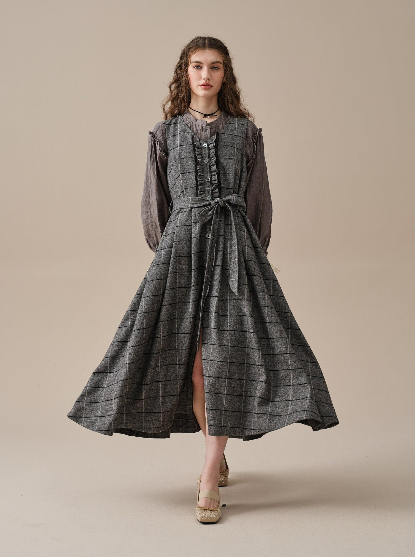 Victoria 35 | tartan lace wool dress