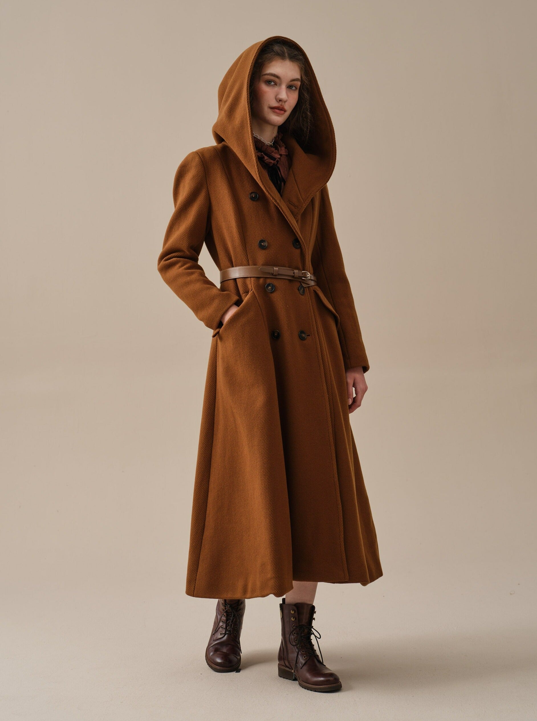 Trista 24 | 100% twill wool hooded coat – Linennaive