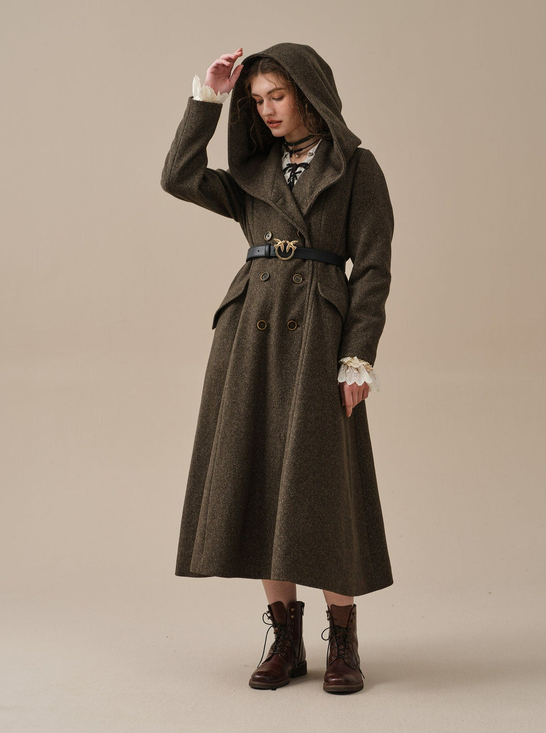 long dress coat with hood Blue Linen Cotton Trench Coat Hooded Long Coat