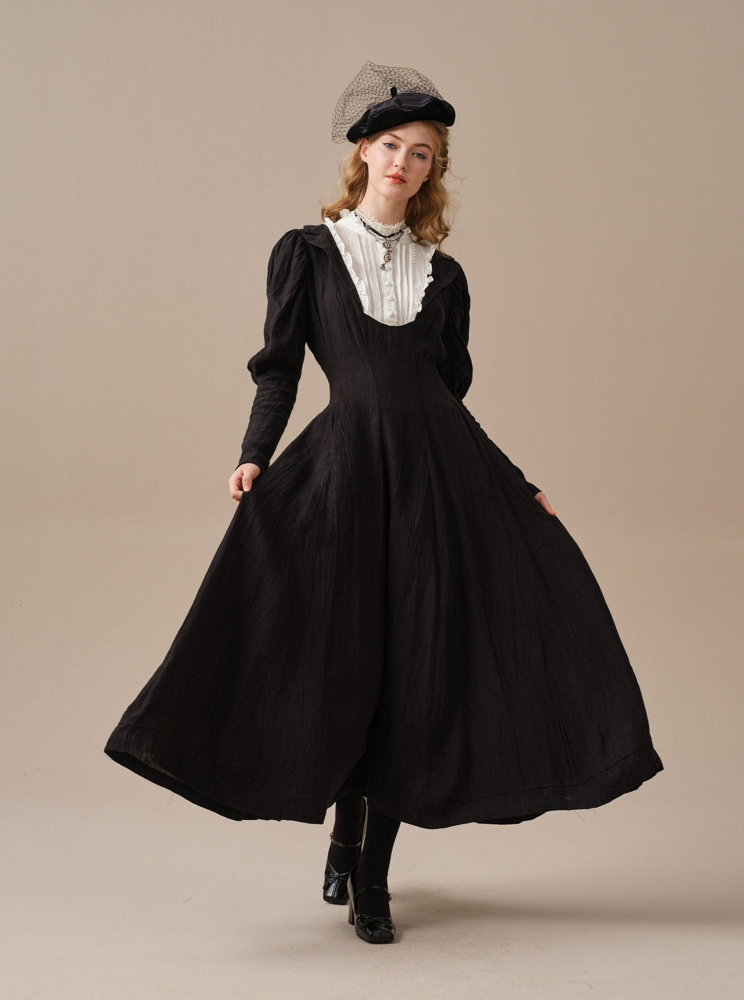 Luna 19 | 100% linen pintucked black dress Linennaive Luna 19 | 100% linen pintucked black dress Linennaive